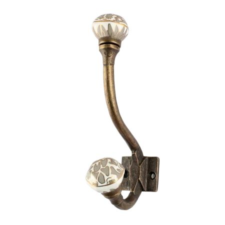 Grey Hexagon Small Ceramic Iron Hook